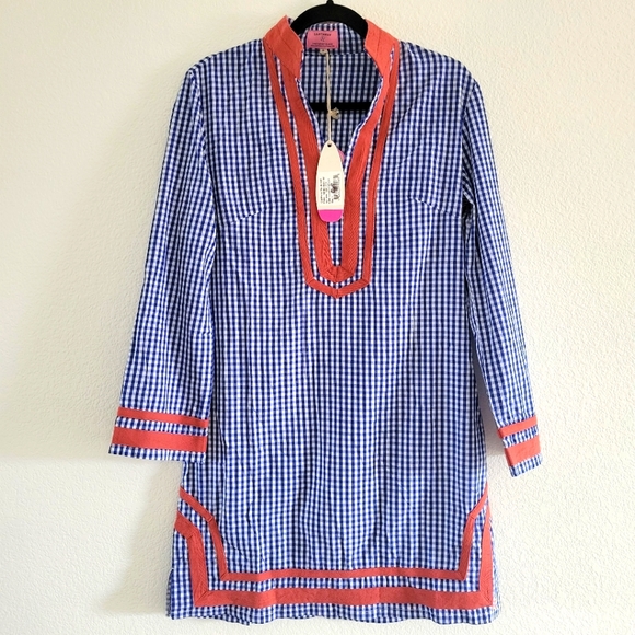 New With Tags Castaway Nantucket Island Gingham Tunic Dress Size Small - Picture 1 of 11